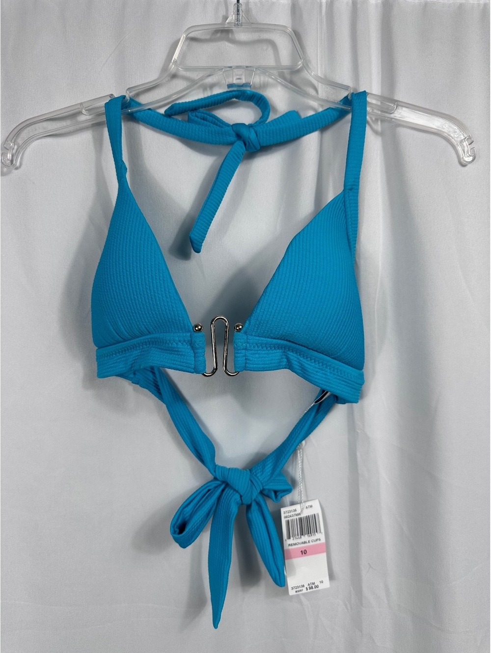 Trina Turk Swim & Spa Collection Blue Ribbed Triangle Top Size 10